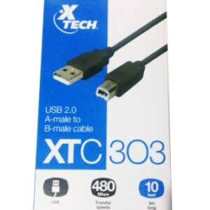 XTC303 10Ft USB 2.0 A-male to B-male Printer Cable
